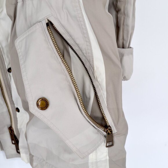 BURBERRY BRIT Checked Twill Jacket Hooded Drawstring Neutral Beige Women's 10 - Picture 6 of 13